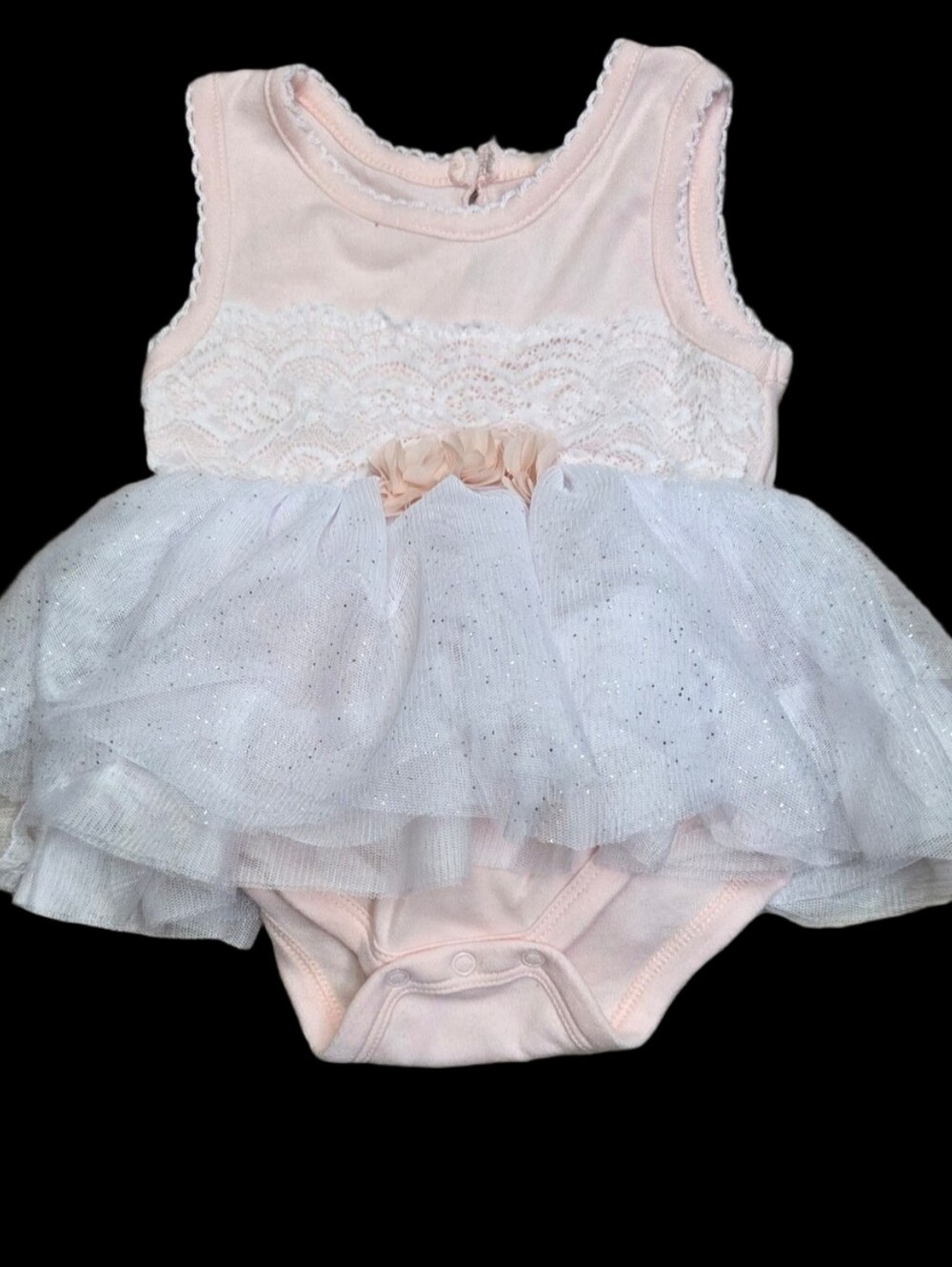 Baby Starters Pink Lace & White Tulle Dress Bodysuit 9mo